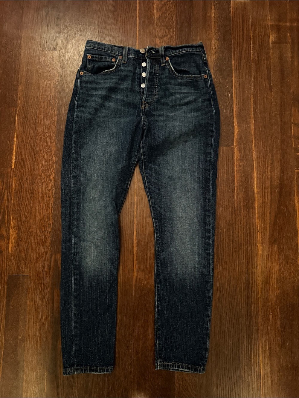Levi's Dark Blue High-Rise Button-Fly Jeans 27x28 501 Skinny Short